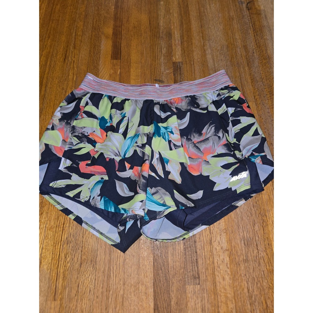 Avia Women Medium Colorful Hawaiian Tropical Floral 2-in-1 Running Active Short
